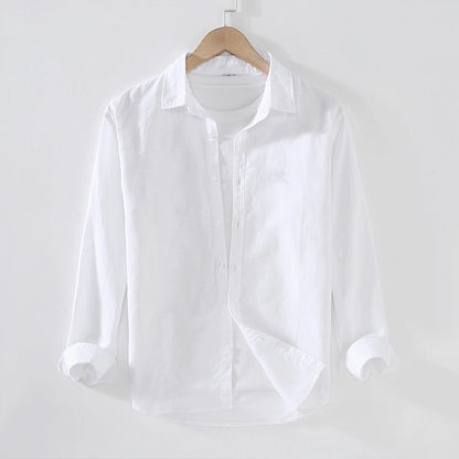 Men's Solid Color Casual Business Shirt Collar Long Sleeve Slim Men's Tops