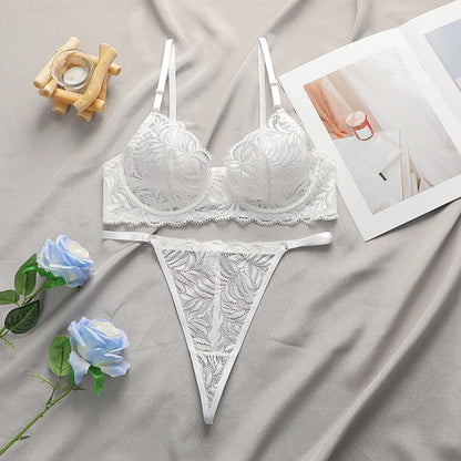 Solid Color Gather Comfort Bra&Panty Set