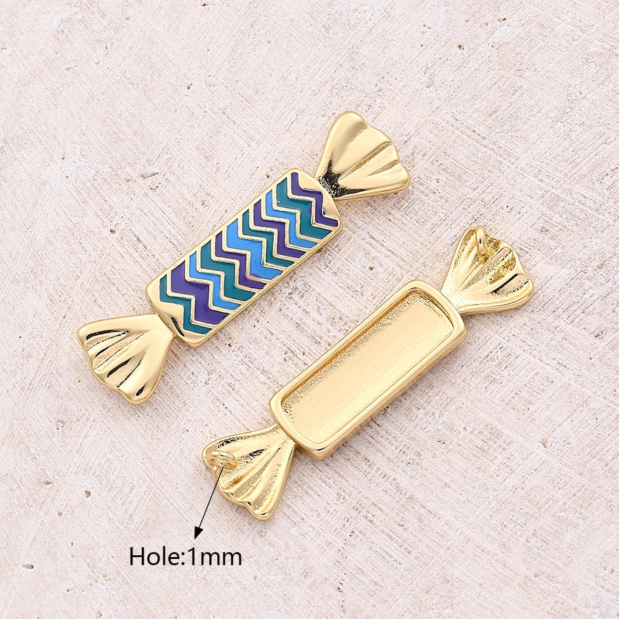 1 Pc/Package 36x9mm Copper 18K Gold Plated Candy Polished Connectors Jewelry Accessories