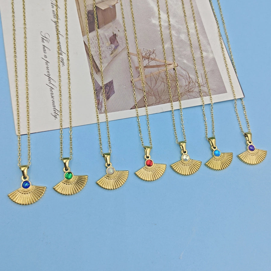 Jewelry Vintage Style Simple Style Sector 304 Stainless Steel Pendant Necklace