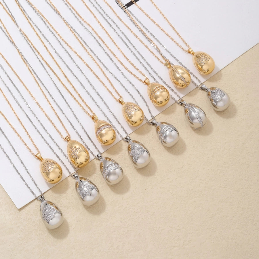 Jewelry Cute Simple Style Star Heart Shape Lines 304 Stainless Steel Copper Zircon K Gold Plated Rhodium Plated Plating Inlay Pendant Necklace