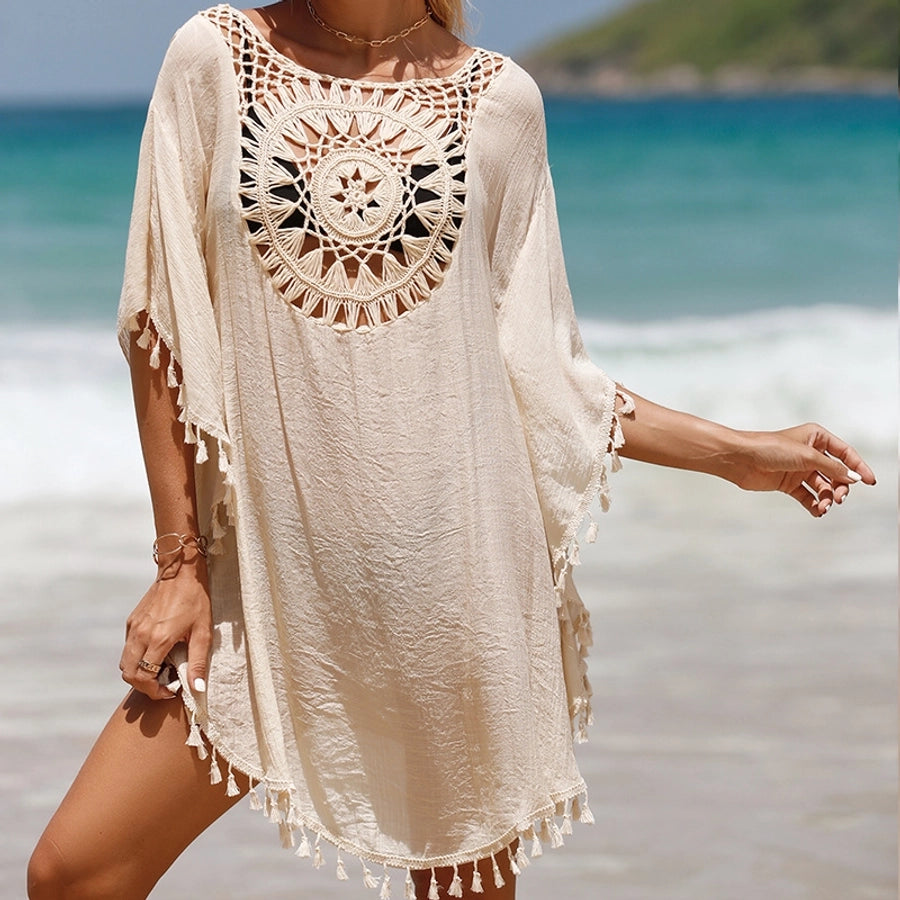 women's fashion solid color hollow out cover ups