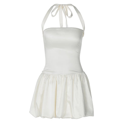 Women's Sheath Dress Sexy Halter Neck Backless Sleeveless Solid Color Short Mini Dress Banquet