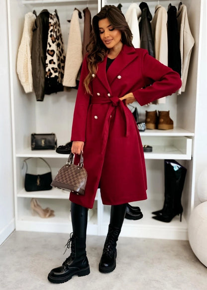 Women's Vacation Simple Style Solid Color Double Breasted Woolen Coat