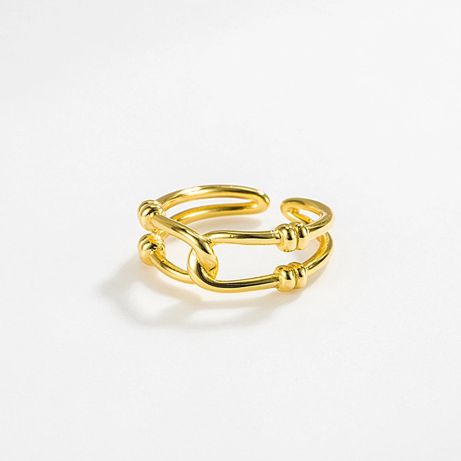 925 Sterling Silver Geometric Adjustable Ring