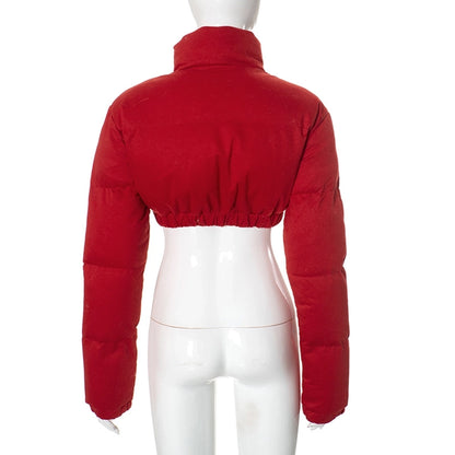 Women's Streetwear Solid Color Zipper Coat cotton clothes