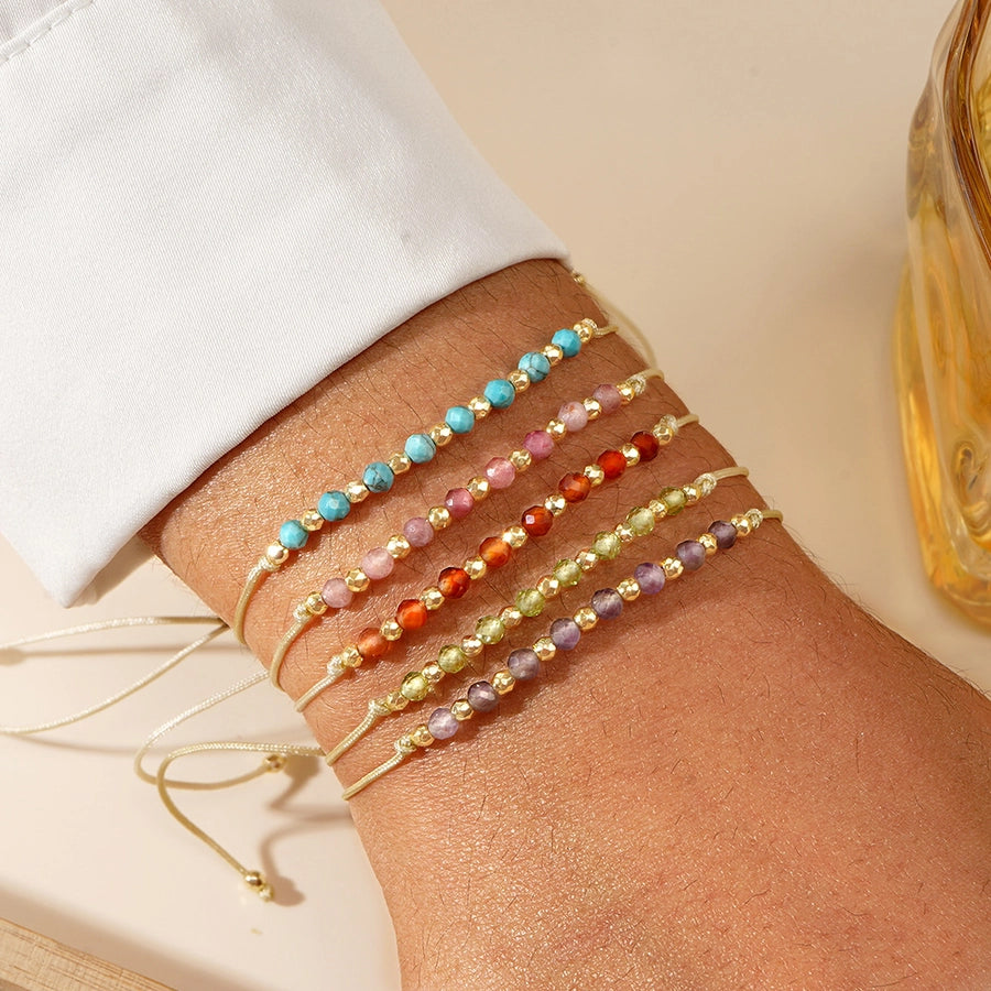 Bohemian Round natural stone rope Copper  String Bracelets