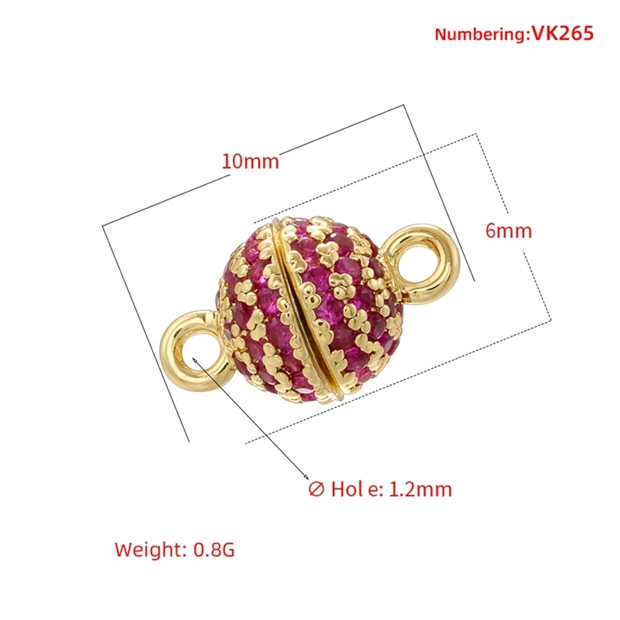 1 Piece Copper Zircon 18K Gold Plated Round Pendant Spacer Bars Jewelry Accessories