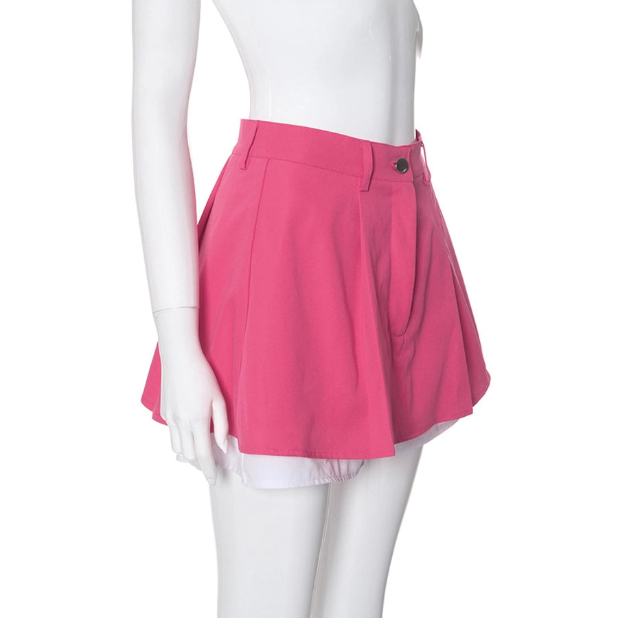 Summer Streetwear Solid Color Spandex Polyester Above Knee Skirts