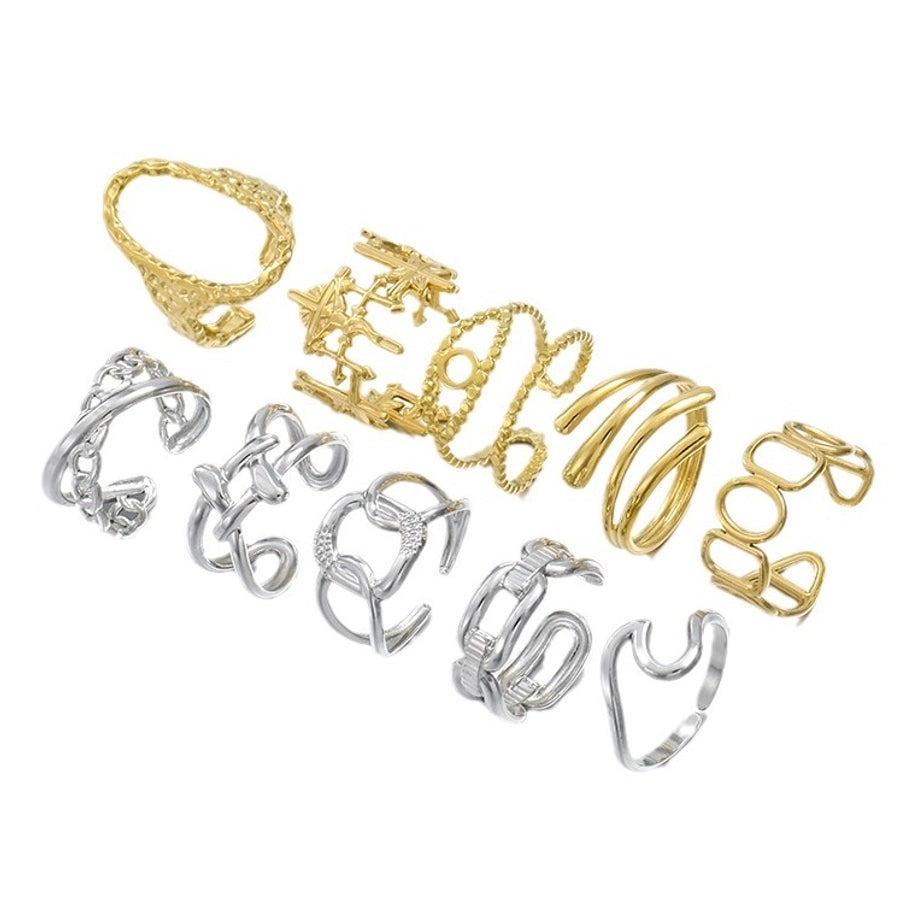 Jewelry Elegant Leaves Flower Titanium Steel Open Rings