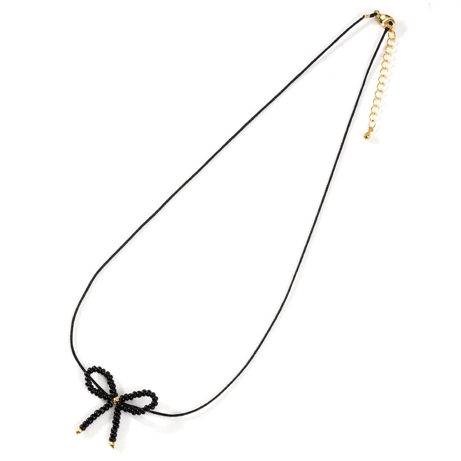IG Style Casual Bow Knot Seed Bead rope Woven Chain Pendant Necklaces