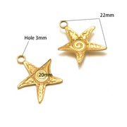 20 * 22mm Thin Starfish Inner 3mm Single Hanger Gold