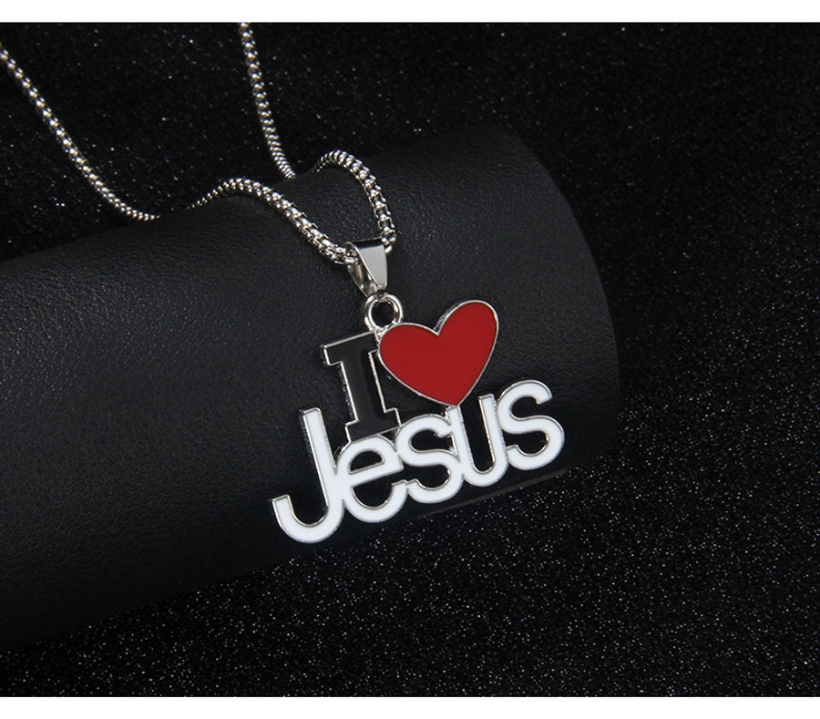 Hip-Hop Letter Heart Shape 201 Stainless Steel Alloy Enamel Unisex Pendant Necklace