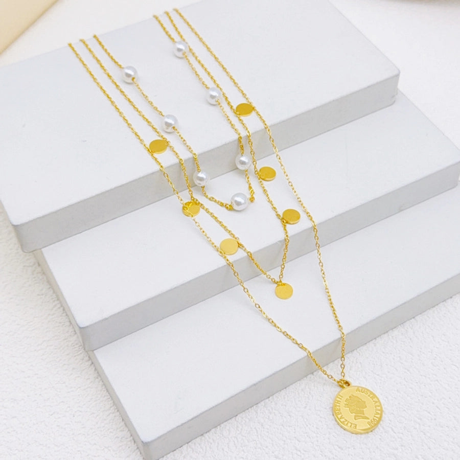 Jewelry Elegant Lady Streetwear Human Geometric 304 Stainless Steel Plating Layered Necklaces