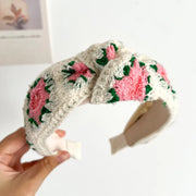 Pink Flower Knitted Knotted Hair Hoop