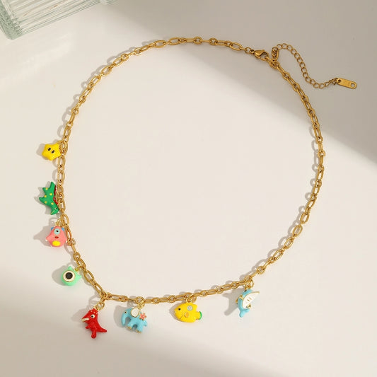 1 Piece 14.4MM Hole 1~1.9mm Copper 18K Gold Plated Animal Polished Pendant Chain Jewelry Accessories