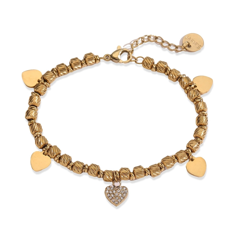 Retro Simple Style Color Block Heart Shape Solid Color 304 Stainless Steel  Bracelets In Bulk Stainless Steel Bracelets