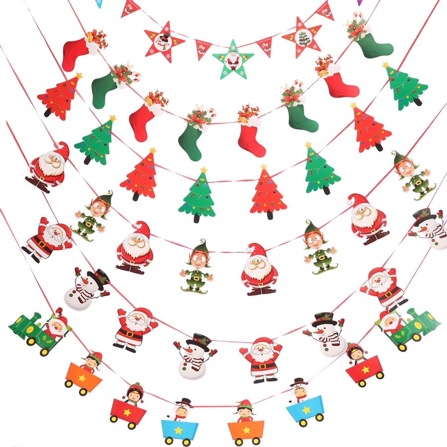 Christmas Paper Flag Christmas Window Hotel Scene Decoration Flag  Santa Claus Flag