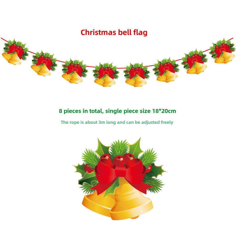 Christmas Paper Flag Christmas Window Hotel Scene Decoration Flag  Santa Claus Flag