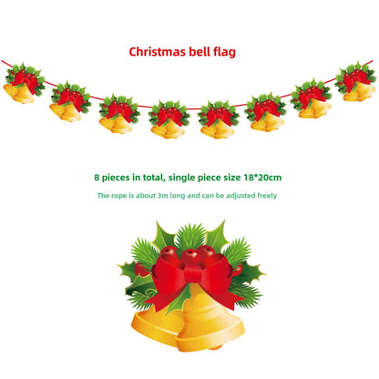 Christmas Paper Flag Christmas Window Hotel Scene Decoration Flag  Santa Claus Flag