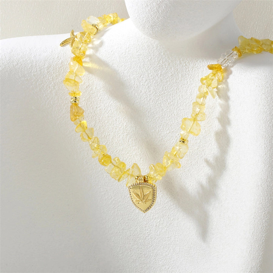 IG Style Maple Leaf Starfish Stone Copper Beaded Chain Beaded Necklaces