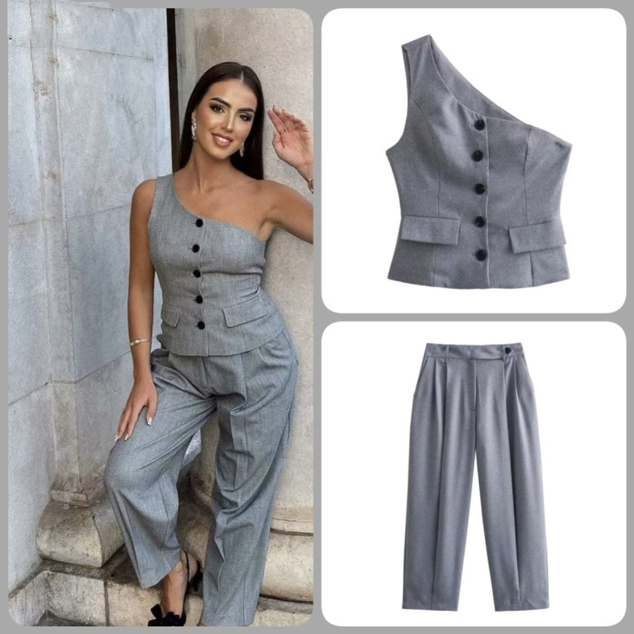 Daily Women's Streetwear Solid Color Polyester Pocket Pants Sets Pants Sets