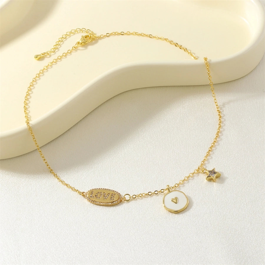 Jewelry IG Style Letter Star Copper Enamel Necklace