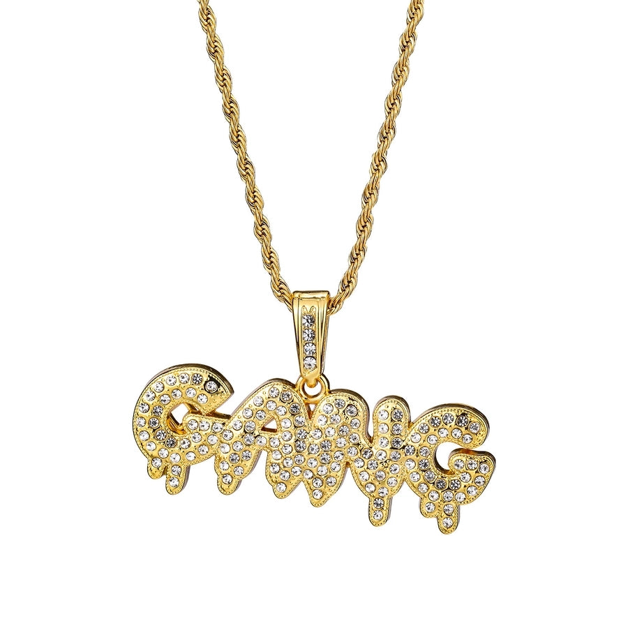 Hip-Hop Letter Rhinestones Alloy Twisted Rope Chain Pendant Necklaces
