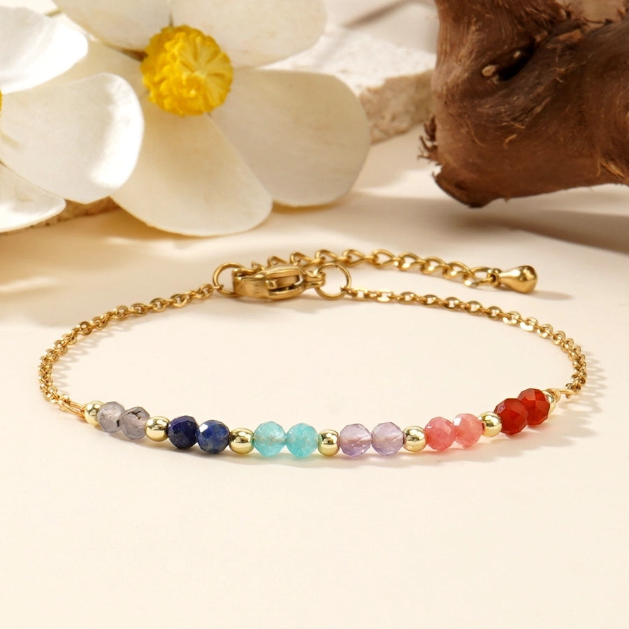 Bohemian Round natural stone Copper cable chain String Bracelets