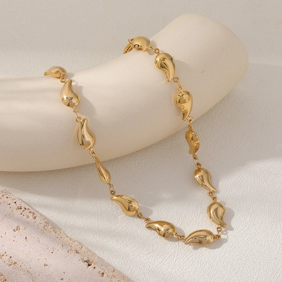 Jewelry Commute Water Droplets 304 Stainless Steel 18K Gold Plated Jewelry Set