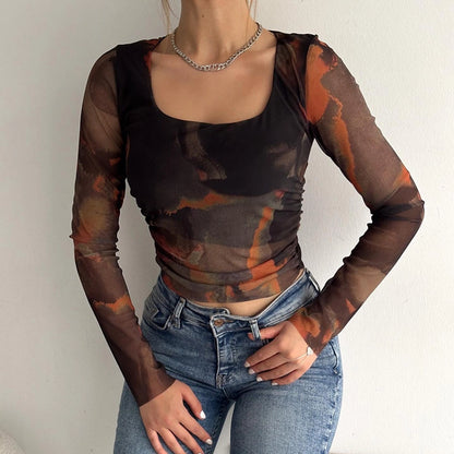 Women's T-shirt Long Sleeve T-Shirts Streetwear Flower