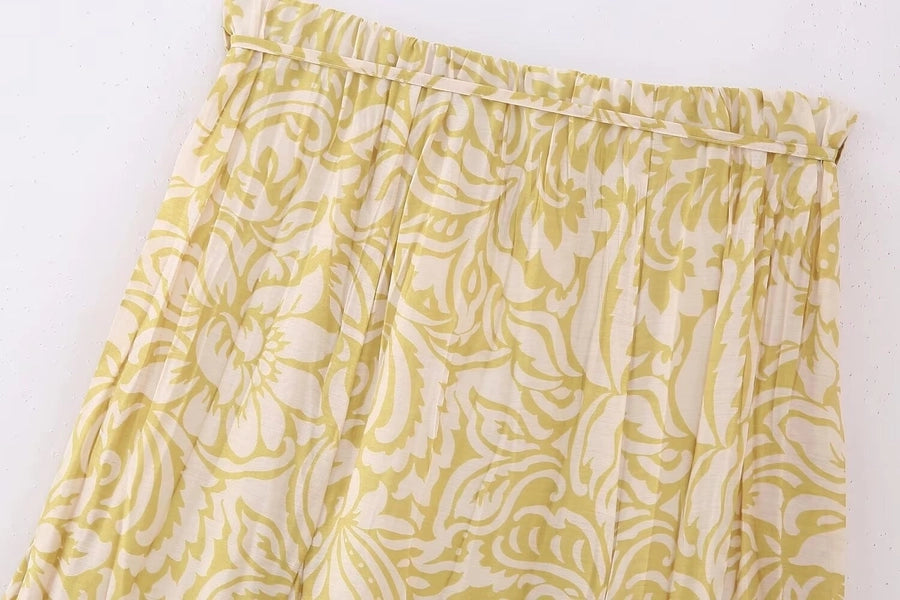 Summer Simple Style Flower Polyester Midi Dress Skirts