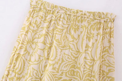 Summer Simple Style Flower Polyester Midi Dress Skirts