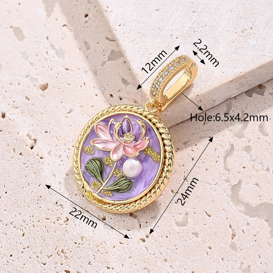 1 Piece 22.5x18mm 23x21.5mm 24x22mm 6.5x4.2mm Freshwater Pearl Copper Zircon 18K Gold Plated Round Flower Lotus Polished Pendant Jewelry Buckle Jewelry Accessories