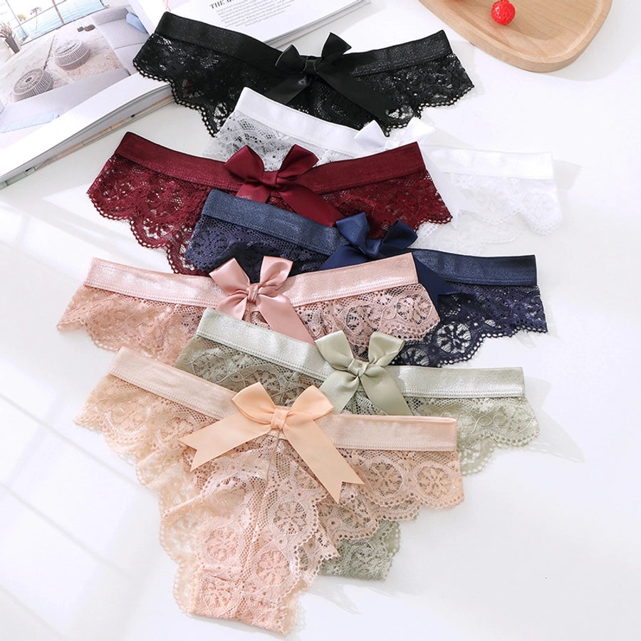 Bow Knot Seamless Lace Low Waist Panties