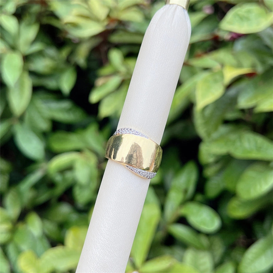 Copper 18K Gold Plated Geometric Zircon Open Rings