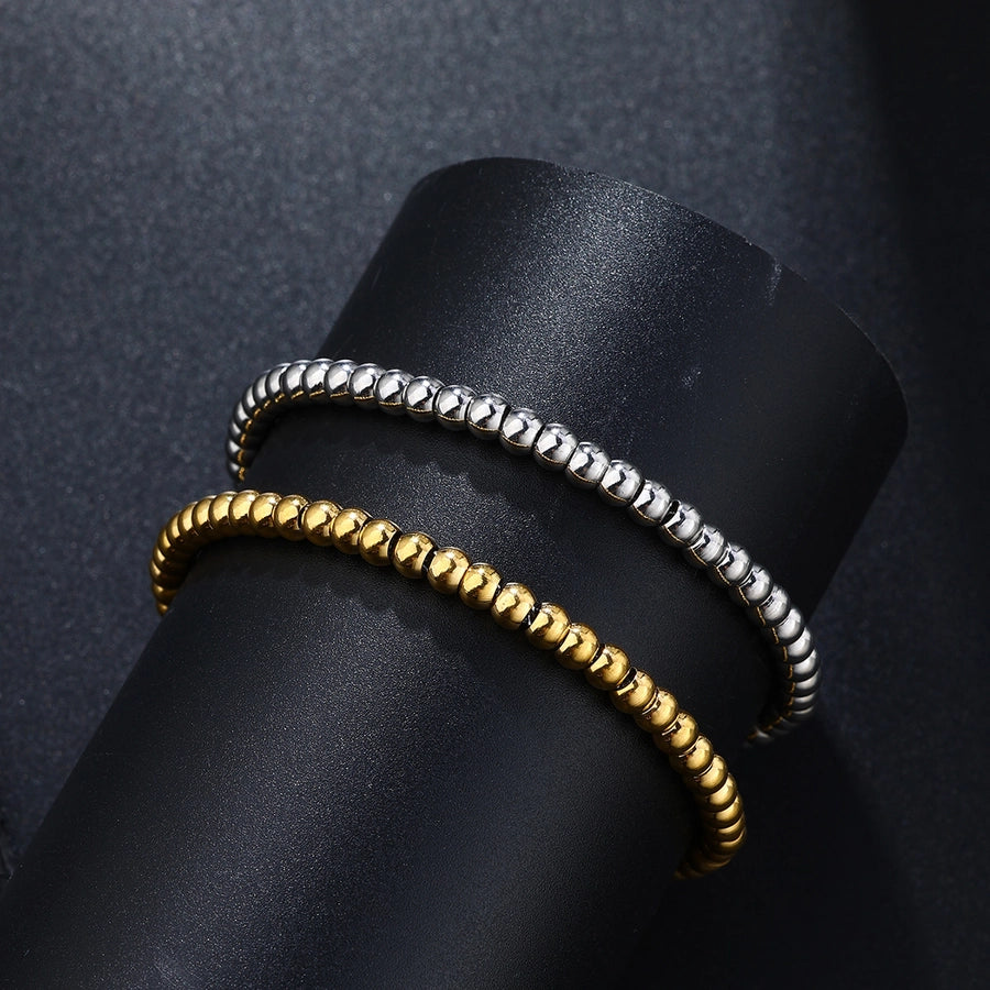 Casual Circle 304 Stainless Steel 18K Gold Plated ball chain Bracelets In Bulk Stainless Steel Bracelets