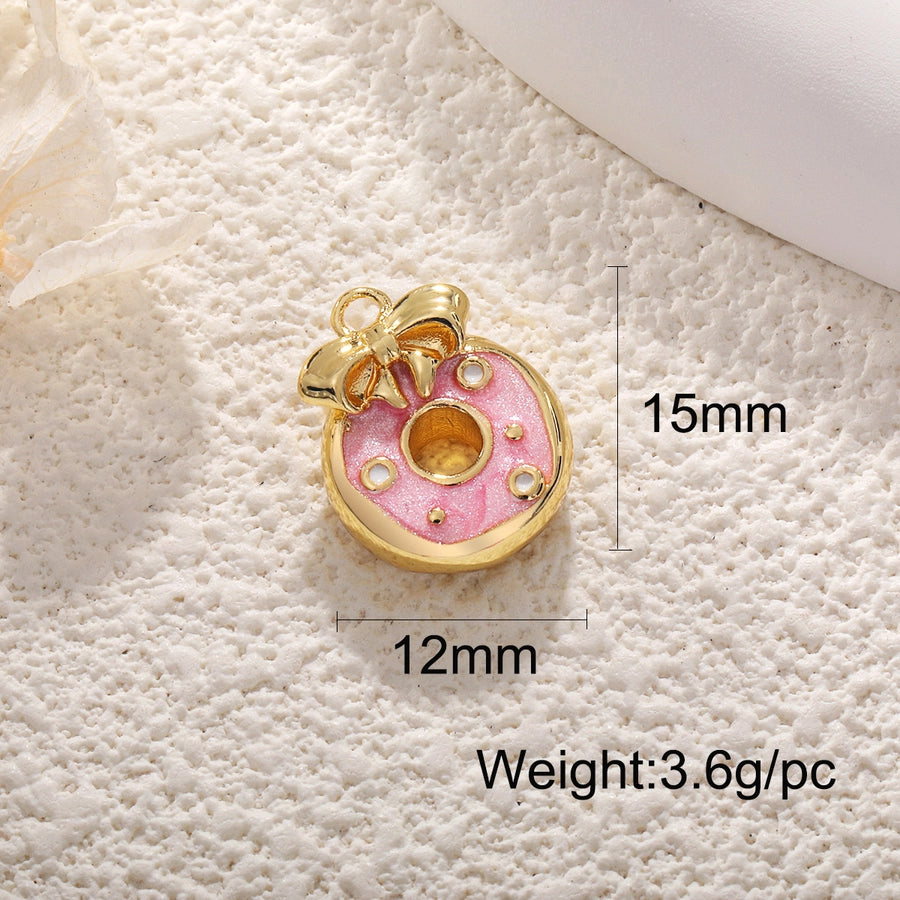 1 Piece 14mm-20mm Copper 18K Gold Plated Ice Cream Donuts Crown Pendant Jewelry Accessories