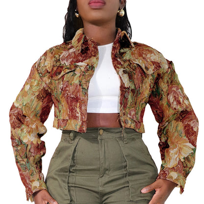 Women's Streetwear Flower Single Breasted Coat