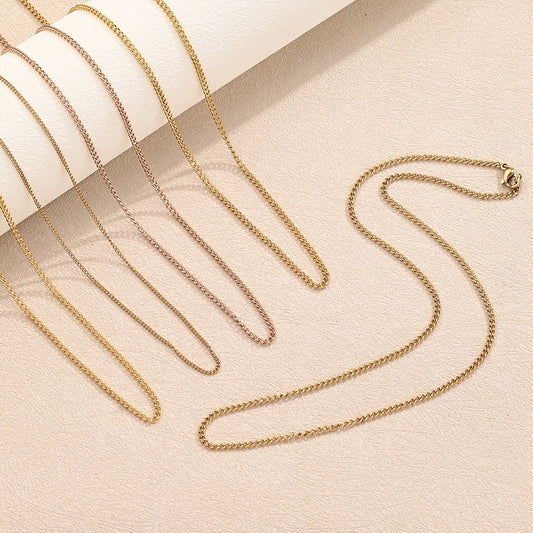 5 Strands/Package 304 Stainless Steel 18K Gold Plated Rose Gold Plated Cuban Link Chain Curb Chain Polished 450mm 500mm 600mm Jewelry Accessories