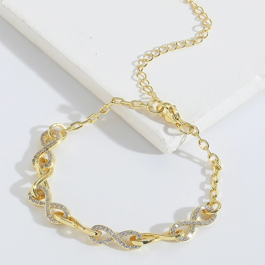 Jewelry Elegant Simple Style Commute Devil's Eye  Copper Zircon 14K Gold Plated Bracelets