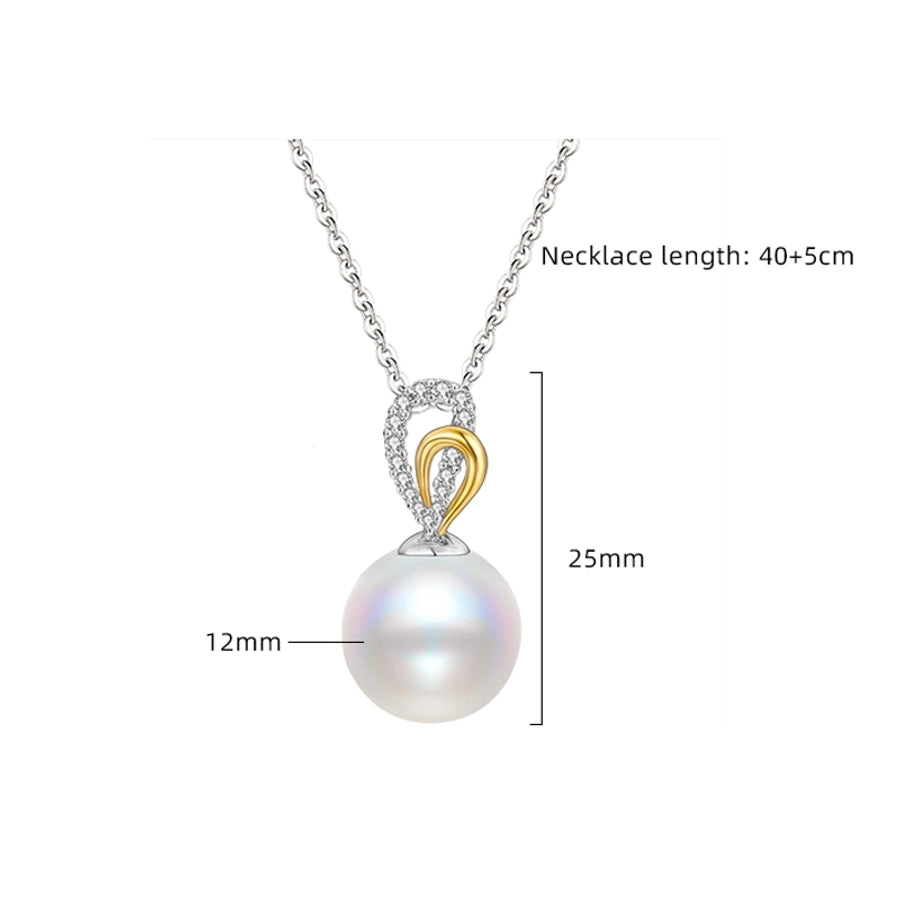925 Sterling Silver Pearl Zircon cable chain Polishing Plating Geometric Pendant Necklace