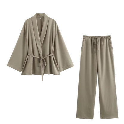 Daily Women's Vacation Simple Style Solid Color Polyester Pants Sets Pants Sets