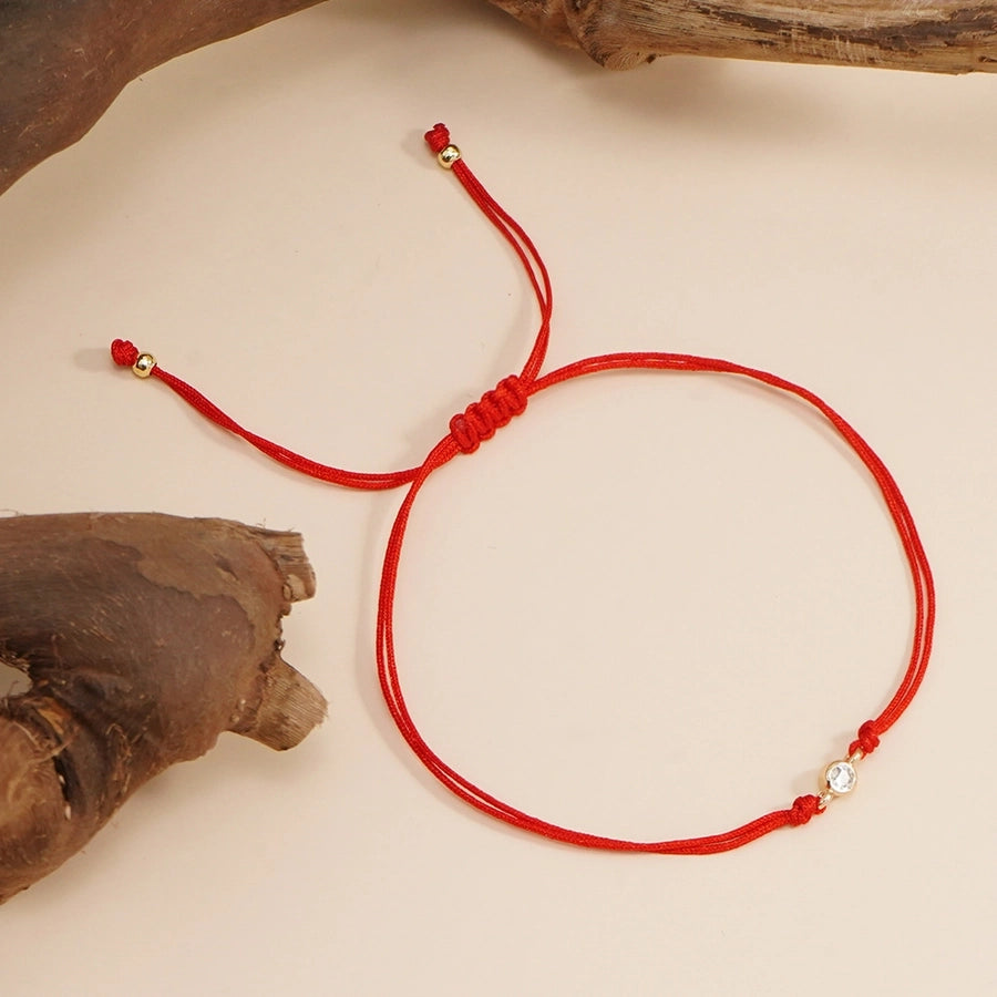 Bohemian Cross Round Heart Shape Zircon Wax line Copper  String Bracelets