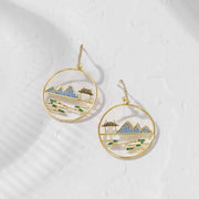 Diamond C- Shaped Ear Ring Yuanshan Pavilion Earrings