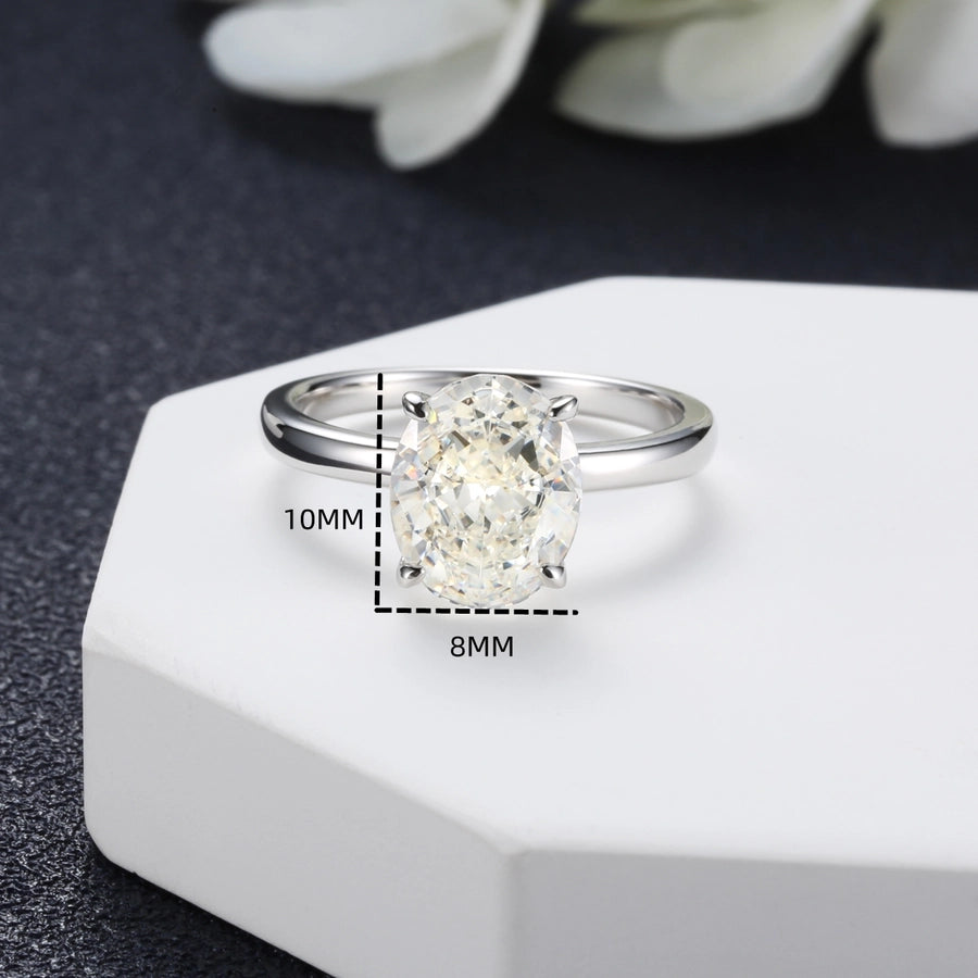White Gold Plated Platinum Plated Rhodium Plated Sterling Silver Zircon Oval Rings