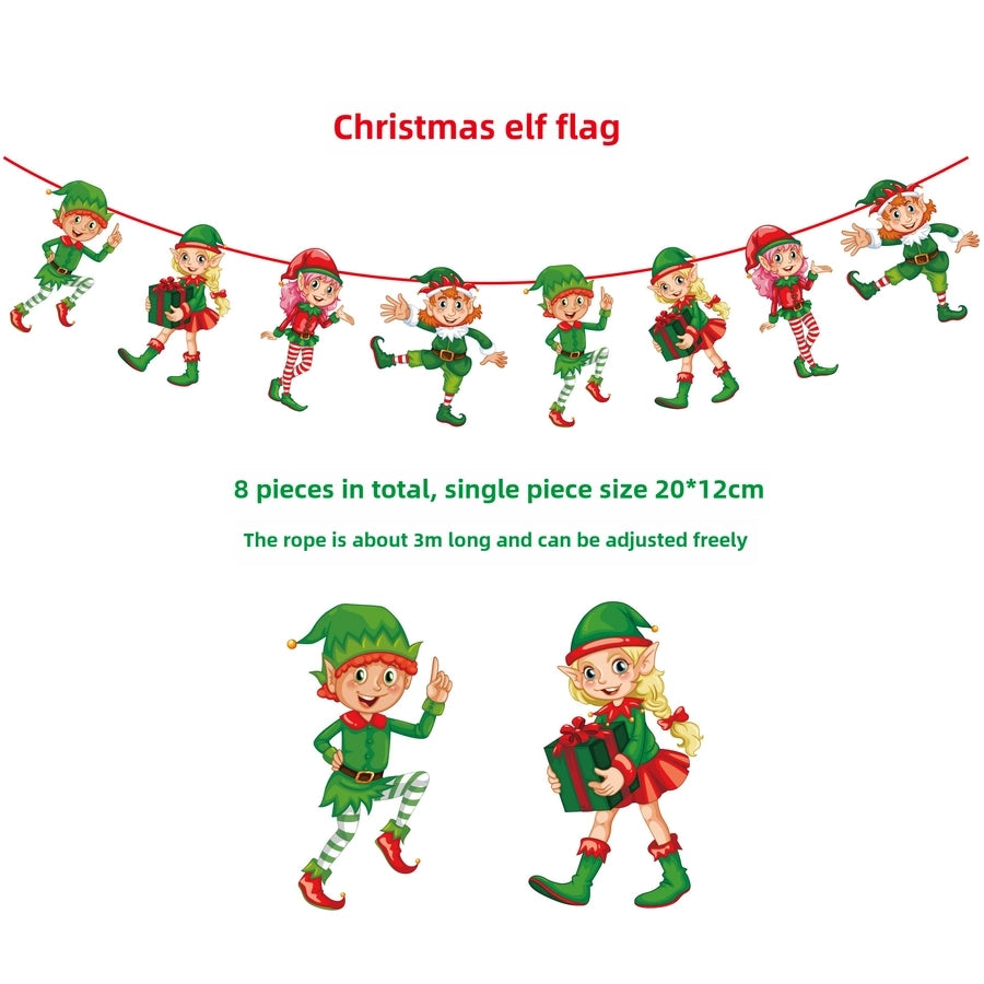 Christmas Paper Flag Christmas Window Hotel Scene Decoration Flag  Santa Claus Flag