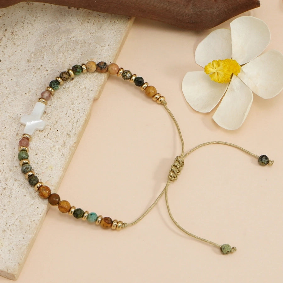 Bohemian Geometric natural stone Wax line Shell  String Bracelets