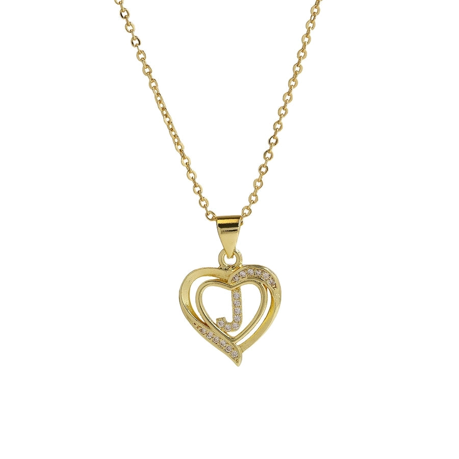 Brass cable chain Plating Letter Heart Shape Pendant Necklace