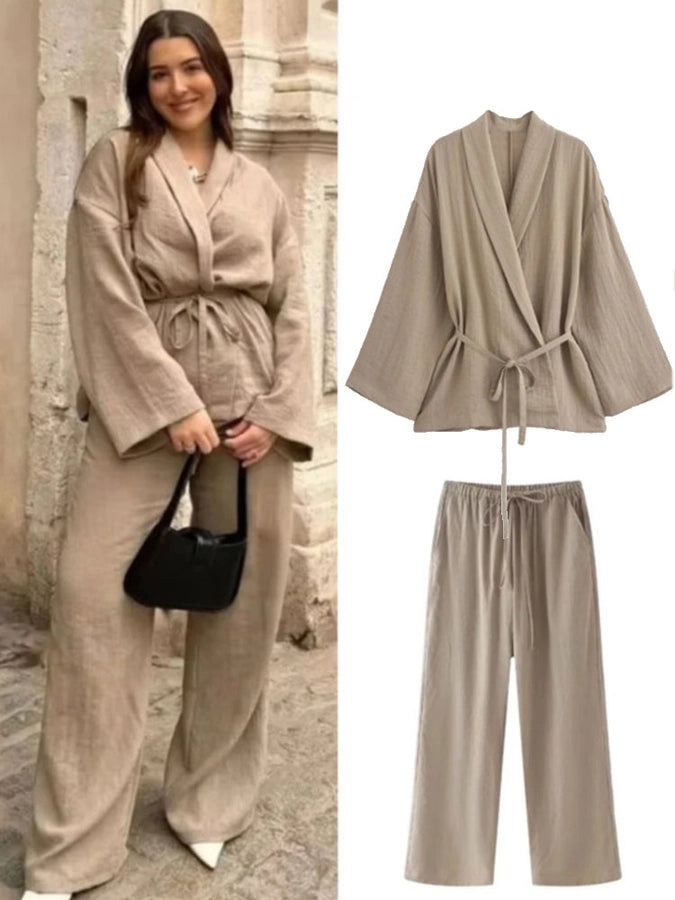 Daily Women's Vacation Simple Style Solid Color Polyester Pants Sets Pants Sets